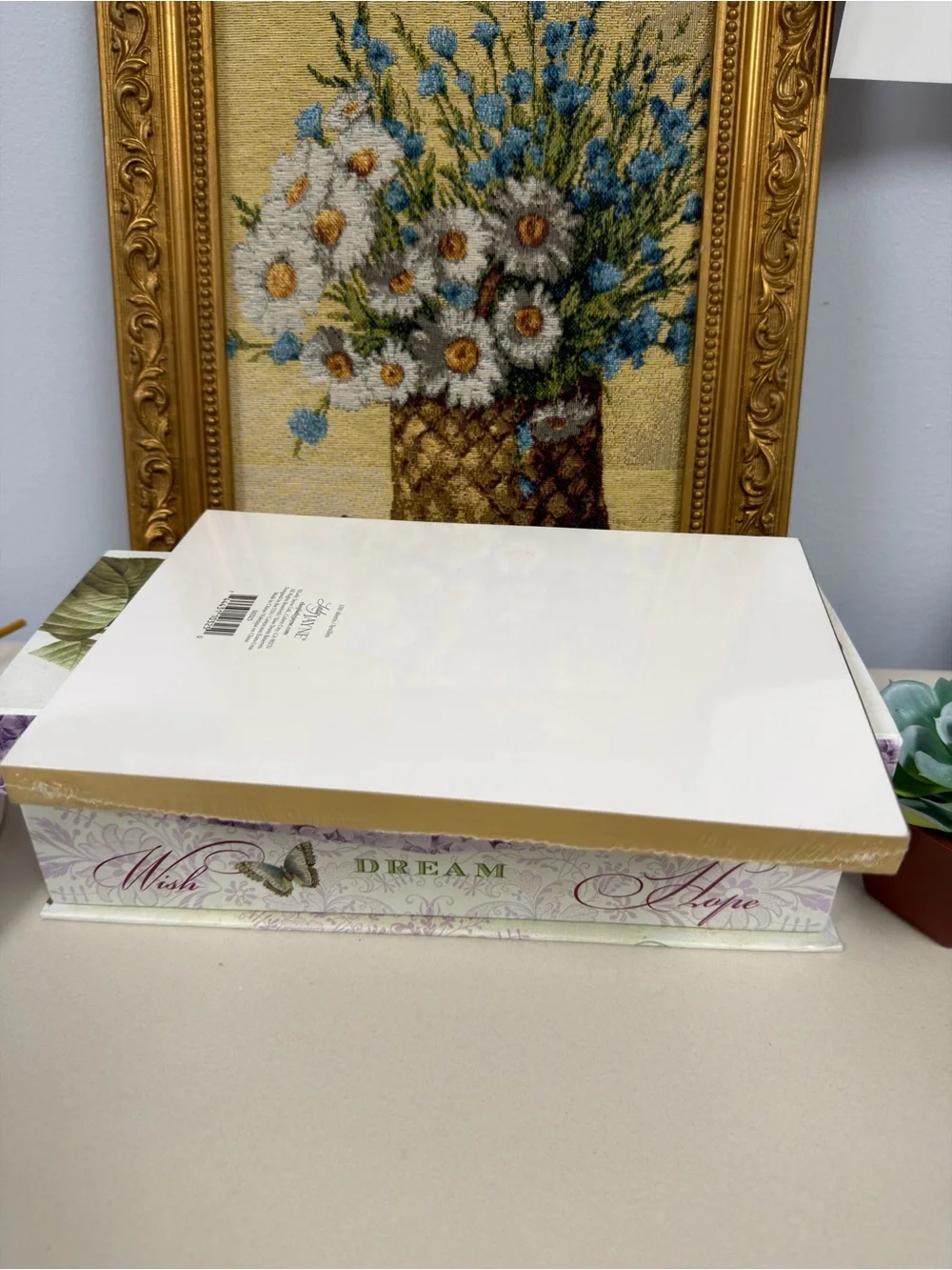 Lady JAYNE Brown Ivory Green Botanical Gold Tone Guilded Pages Lined Notepad